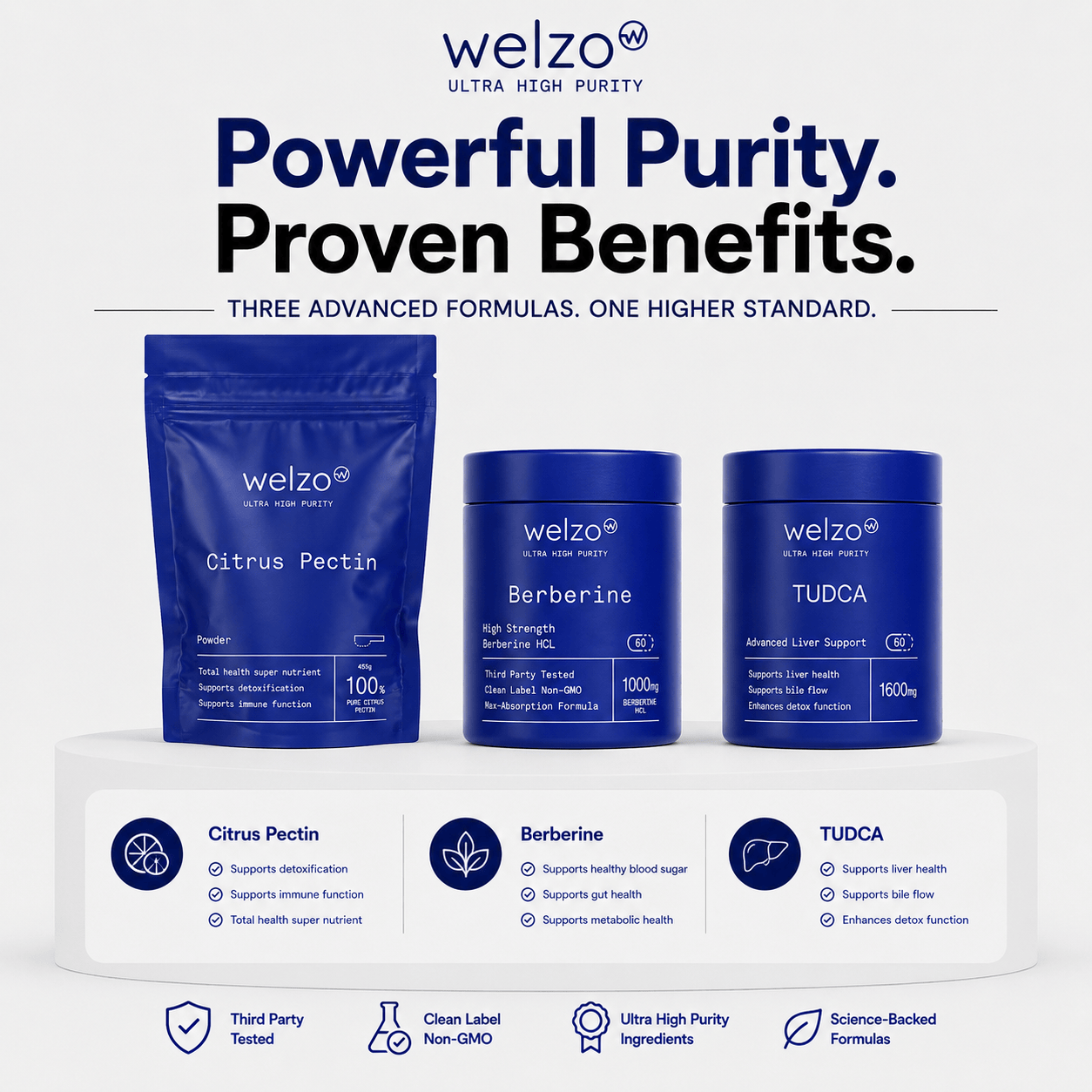 Welzo Ultra Purity Energy & Focus Stack – NMN + PQQ + TMG