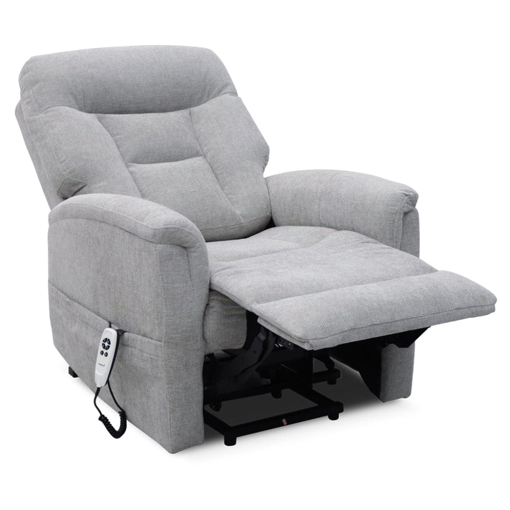 Corinthia Riser Recliner with Heat and Massage - Light Grey Chenille Fabric - image 3