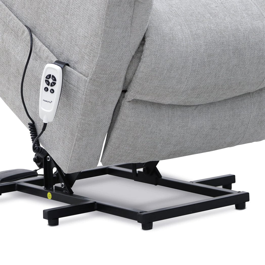 Corinthia Riser Recliner with Heat and Massage - Light Grey Chenille Fabric - image 5