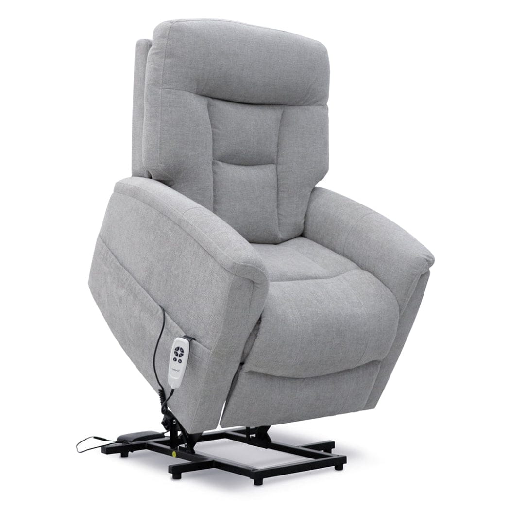 Corinthia Riser Recliner with Heat and Massage - Light Grey Chenille Fabric - image 2