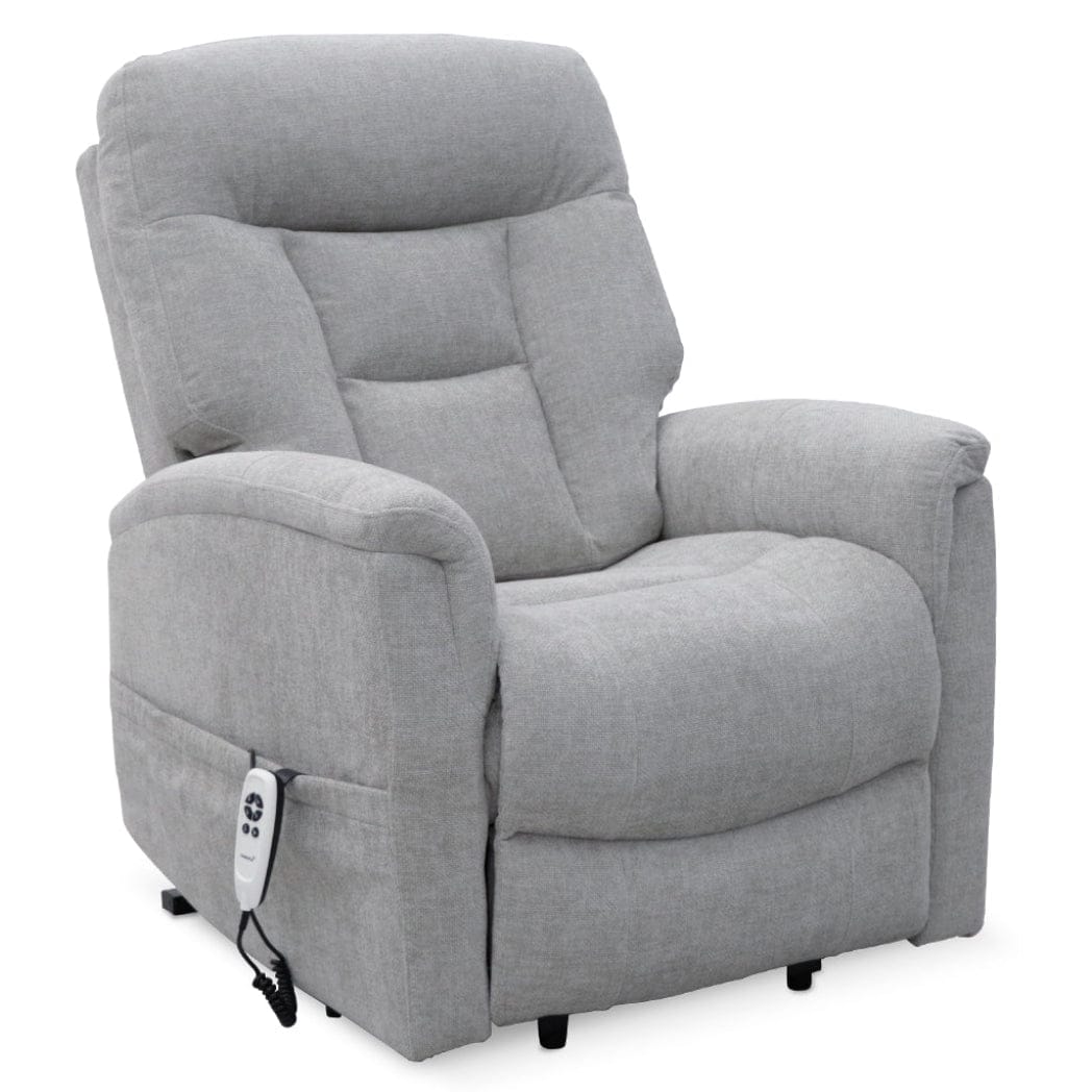 Corinthia Riser Recliner s toplinom i masažom - svjetlosiva šenil tkanina - slika 1