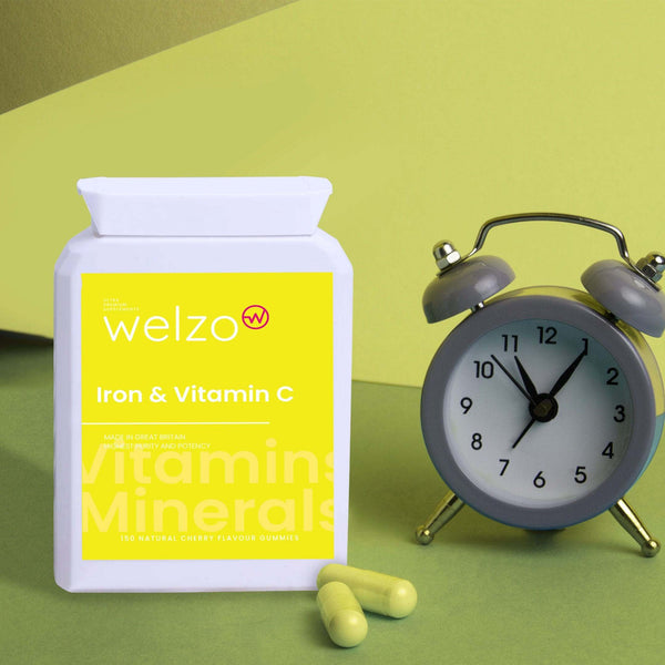 Welzo Iron & Vitamin C - 150 Natural Cherry Flavour Gummies