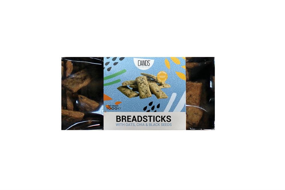 Authentic Baked Breadsticks with Oats Chia & Black Seeds 100g, DANDS