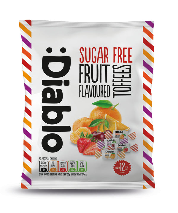 Sugar Free Fruit Flavoured Toffee Sweets bag, Diablo Sugar Free