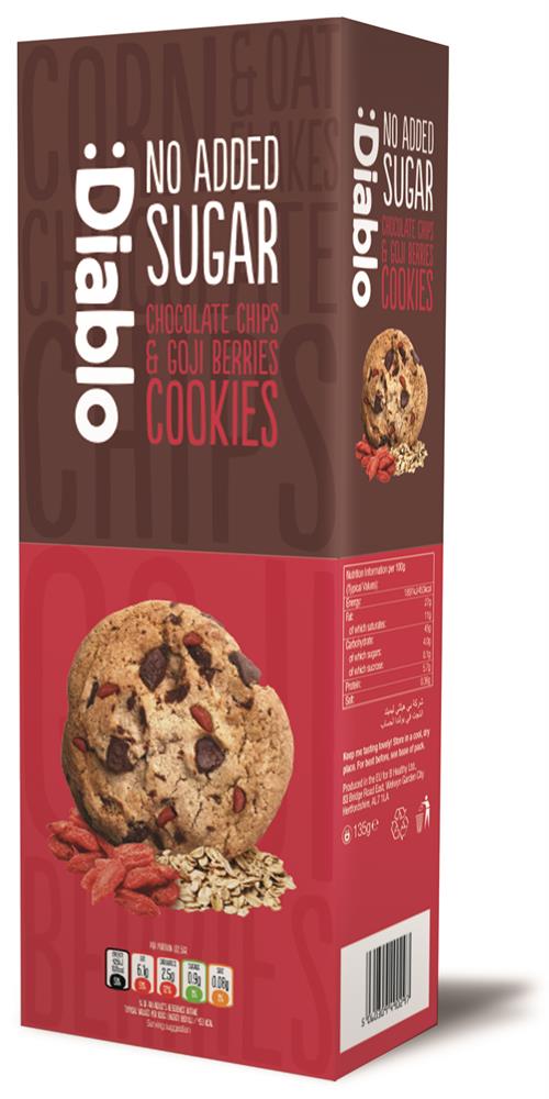 :Diablo Chocolate Chip & Goji Berry Cookies 135g, Diablo Sugar Free