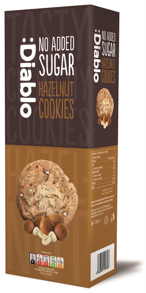 Hazelnut Cookies 135g, Diablo Sugar Free