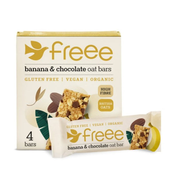 Organic Banana 70% Cocoa Chocolate Wholegrain Oat Bar 4x35g, Doves Farm