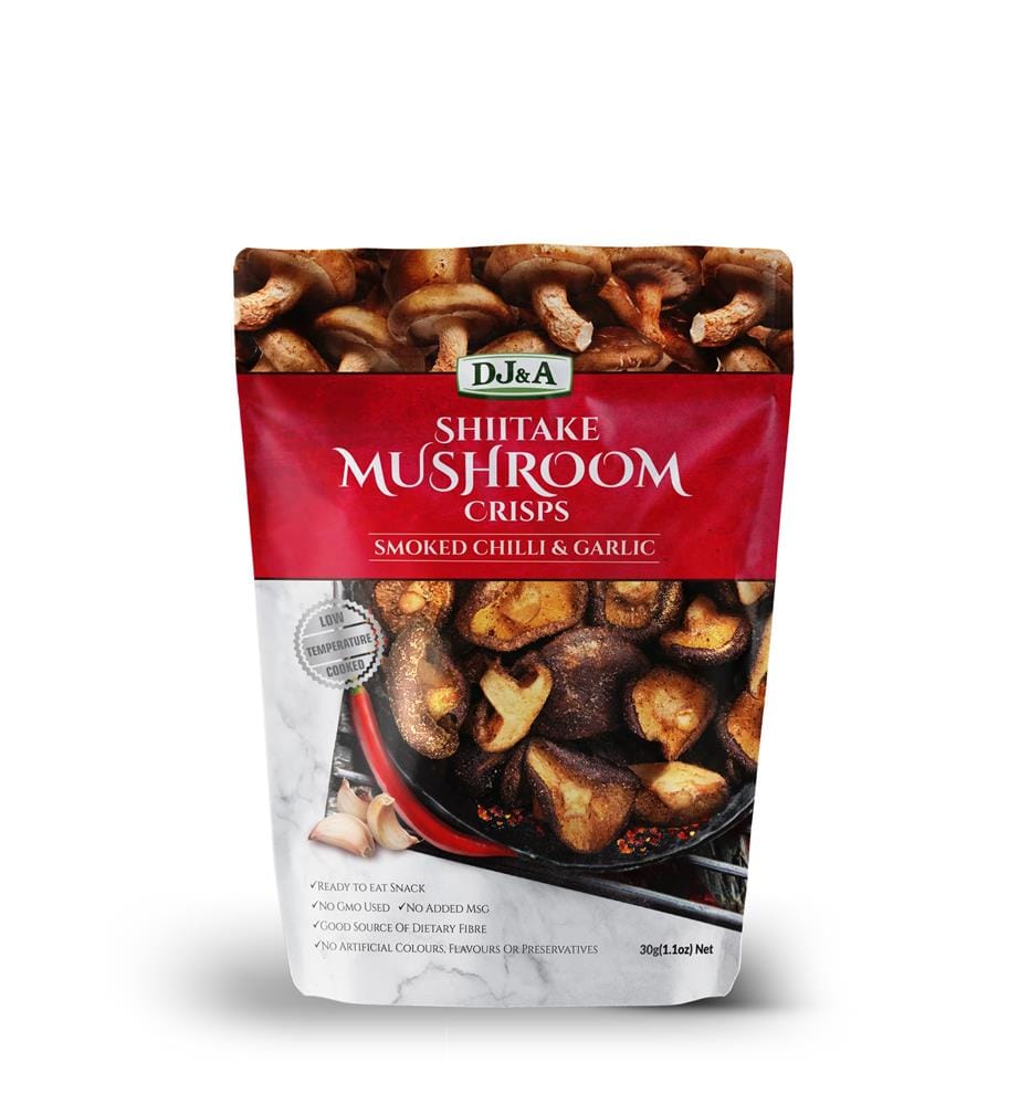 DJ & A Shiitake Mushroom Crisps Chilli & Garlic 30g, DJ & A