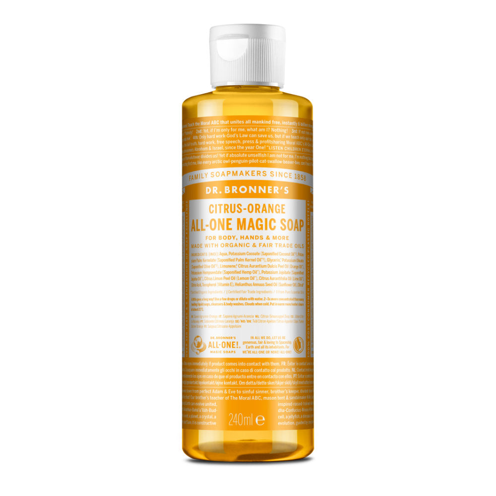 Org All One Magic Citrus Liquid Soap 240ml. Orange scented, Dr Bronner