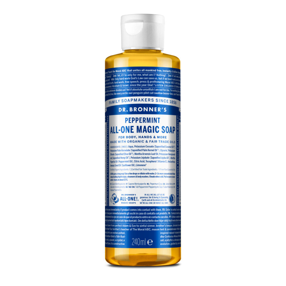 Dr Bronner Organic Peppermint  All-One Magic Soap 240ml, Dr Bronner