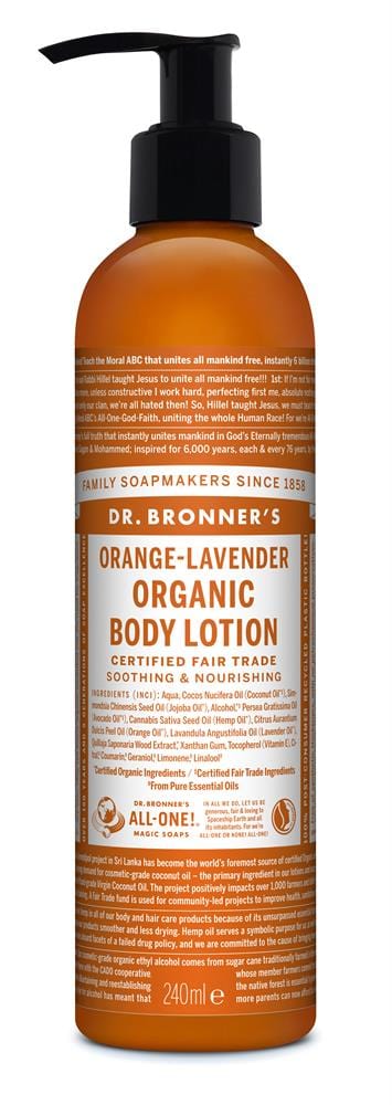 Organic Orange Lavender Hand and Body Lotion 236ml, Dr Bronner