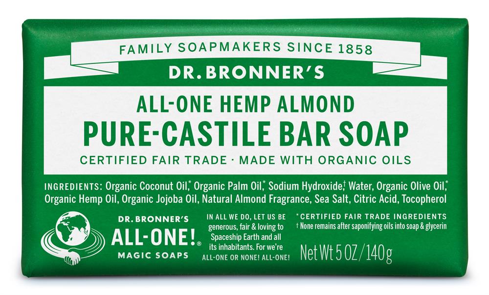 Org Almond Soap Bar 140g, Dr Bronner