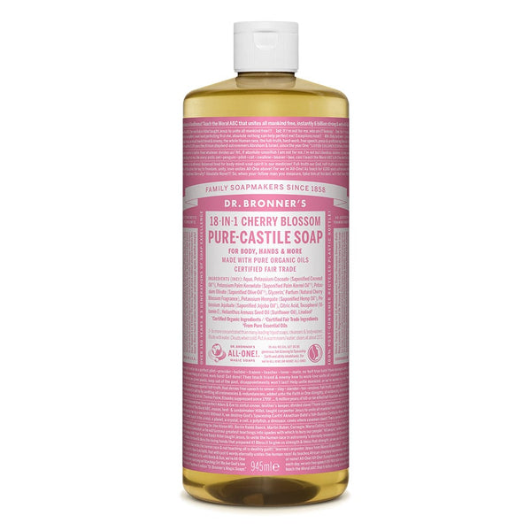 Cherry Blossom Pure Castile Liquid Soap 945ml, Dr Bronner