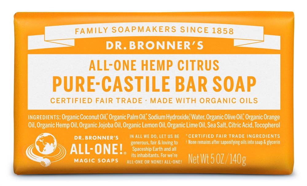 Org Citrus Soap Bar 140g, Dr Bronner