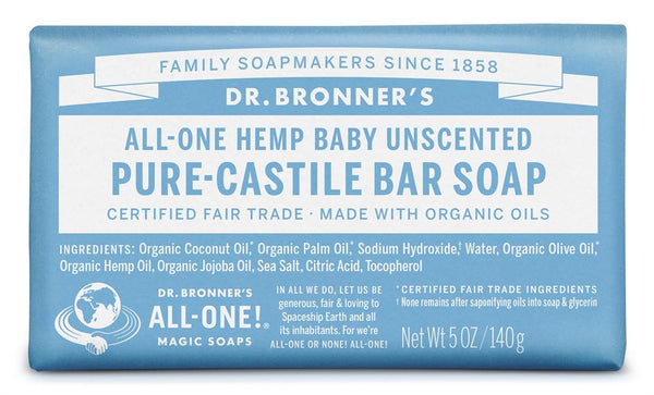 Organic Aloe Vera Baby Mild Soap Bar 140g, Dr Bronner