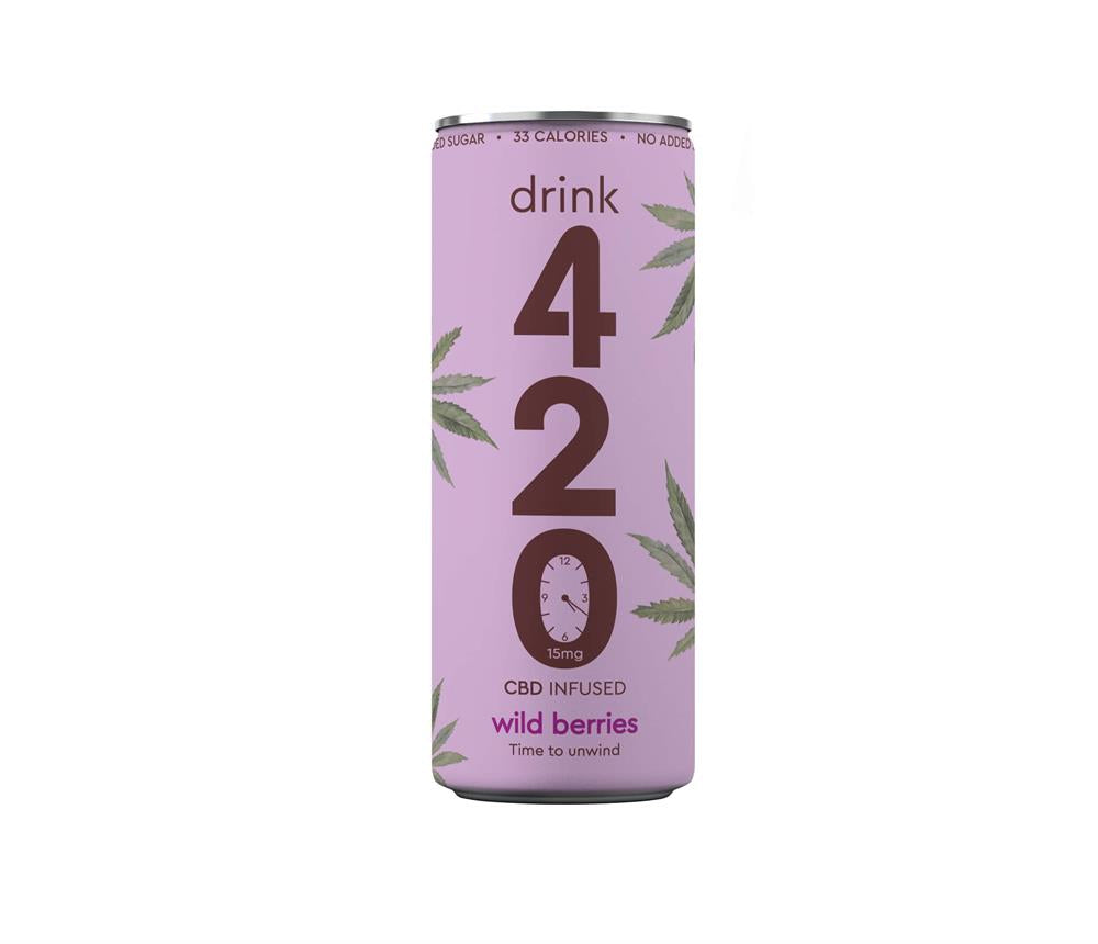 CBD infused sparkling Wild Berries 250ml Slimline Can, Drink420