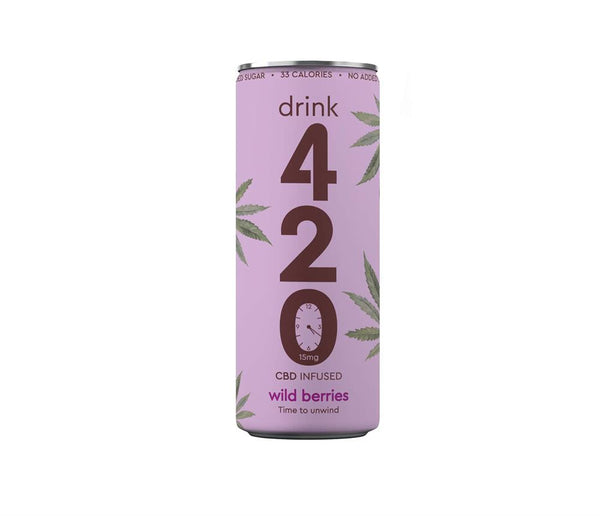 CBD infused sparkling Wild Berries 250ml Slimline Can, Drink420