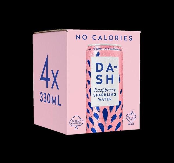 Dash Water Sparkling Raspberry 4pck x 330ml, Dash