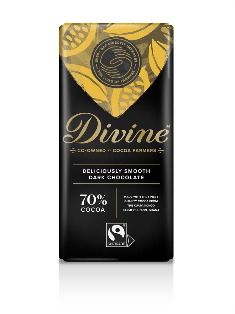 Vegan Fairtrade 70% Dark Chocolate 90g, Divine Chocolate