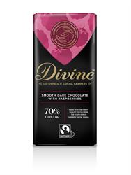 Vegan Dark Chocolate with Raspberries 90g, Divine Chocolate