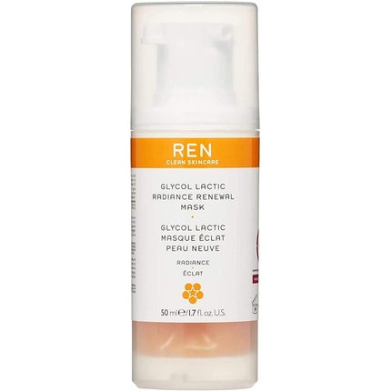 REN Clean Skincare Glycol Lactic Radiance Renewal Mask Exfoliating Gel Face Mask for Brighter Firmer Smoother Skin Reduces Fine Lines Refines Skin Texture Cruelty Free Step 2 Exfoliate