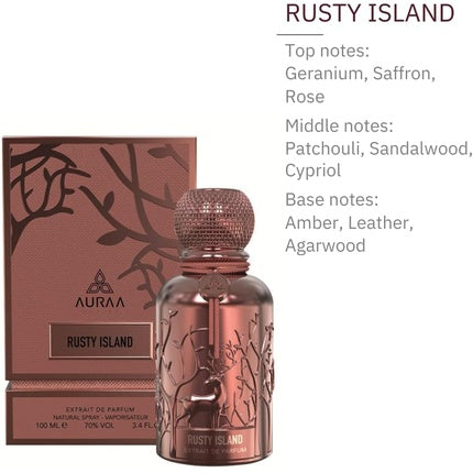 Rusty Island Extrait Perfume 100ml by Auraa Desire Strong Leather Wood Scent for Men and Women