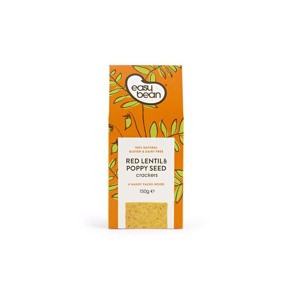 Red Lentil & Poppy Seed Crackers 150g, Easy Bean