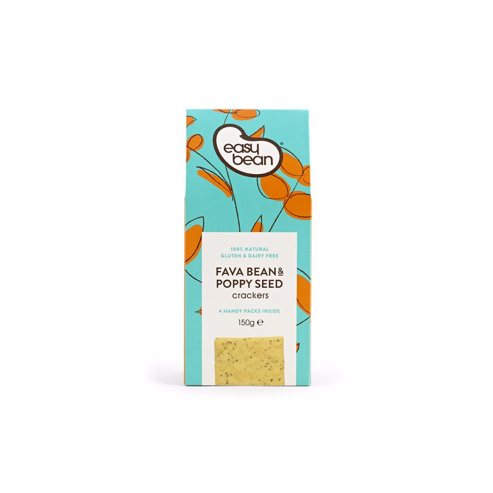 Fava Bean & Poppy Seed Crackers 150g, Easy Bean