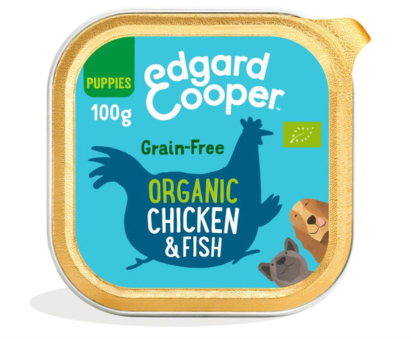 Organic Chicken & Fish Carrot & Pea Tray for Puppies 100g, Edgard and Cooper