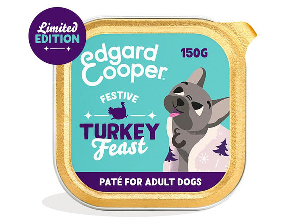 Dog Adult Pate Cup Festive Turkey 150g, Edgard and Cooper