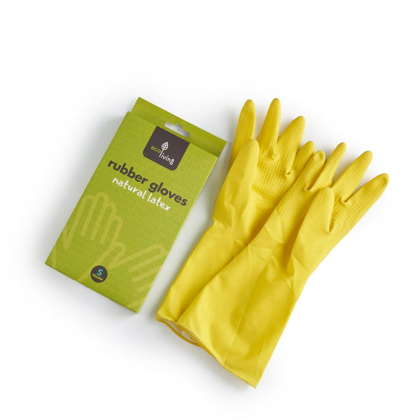 Ecoliving Natural Latex Rubber Gloves - Small - 1 Pair, Ecoliving