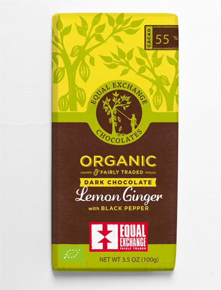 Organic Fair Trade Lemon Ginger & Pepper Chocolate (55%), Equal Exchange