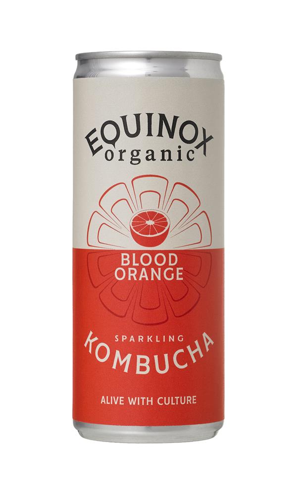 Organic Kombucha Soft Drink with Blood Orange 250ml can, Equinox Kombucha