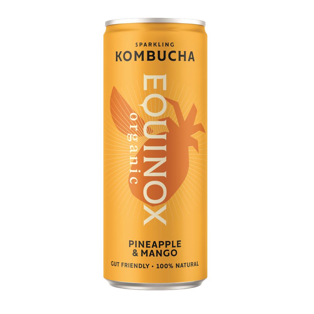 Organic Kombucha Soft Drink with Pineapple & Mango 250ml can, Equinox Kombucha