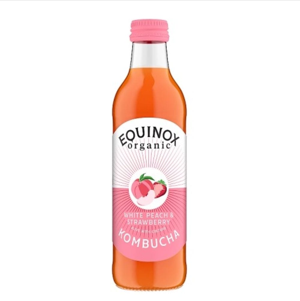 Equinox White Peach & Strawberry Kombucha 275ml, Equinox Kombucha