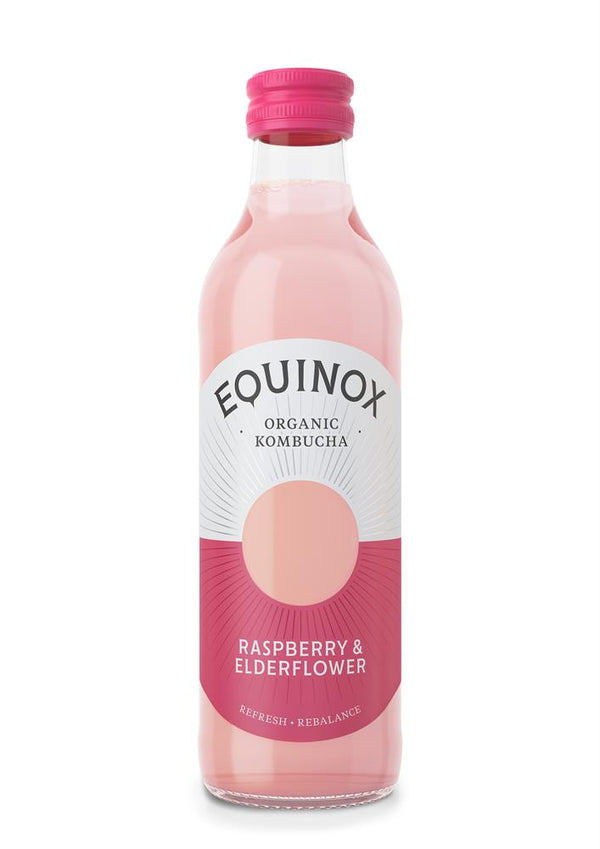 Organic Kombucha Raspberry & Elderflower Soft Drink 275ml, Equinox Kombucha