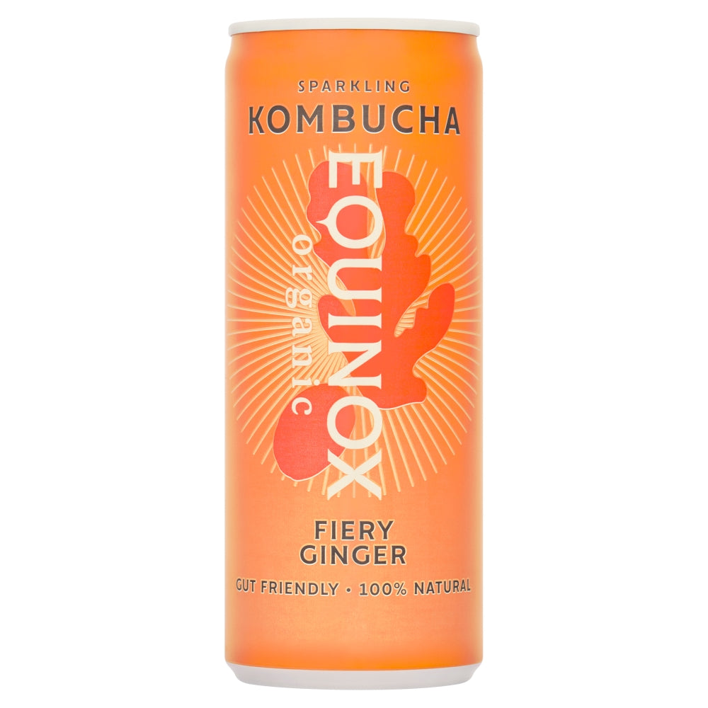 Organic Kombucha Soft Drink with Ginger 250ml can, Equinox Kombucha