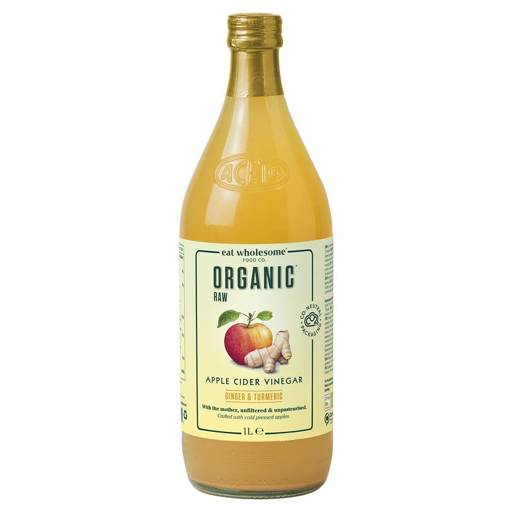 Organic Apple Cider Vinegar w/ Ginger & Turmeric 1 Litre, Eat Wholesome