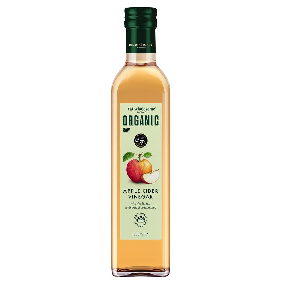 Organic Raw Apple Cider Vinegar with The Mother 500ml, Eat Wholesome