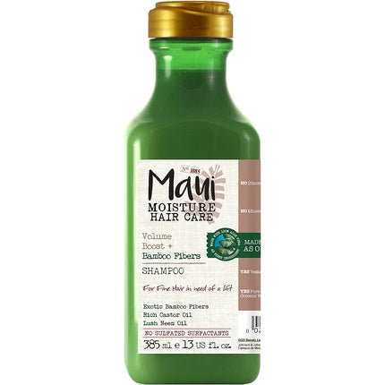 Maui Volumen vlage Pojačajte šampon od bambusovih vlakana 385 ml s vlaknima od bambusa, ricinusovim uljem i neem uljem - hidratantna i veganska njega kose