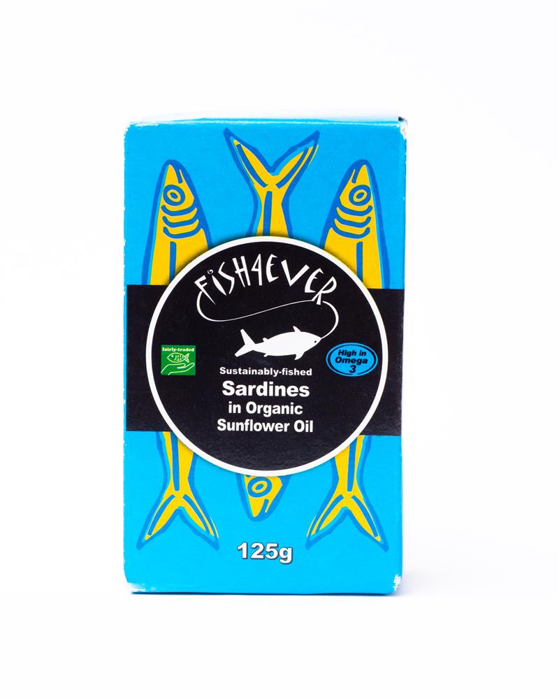 Whole Sardines in Organic Sunflower Oil 120g, Fish4Ever