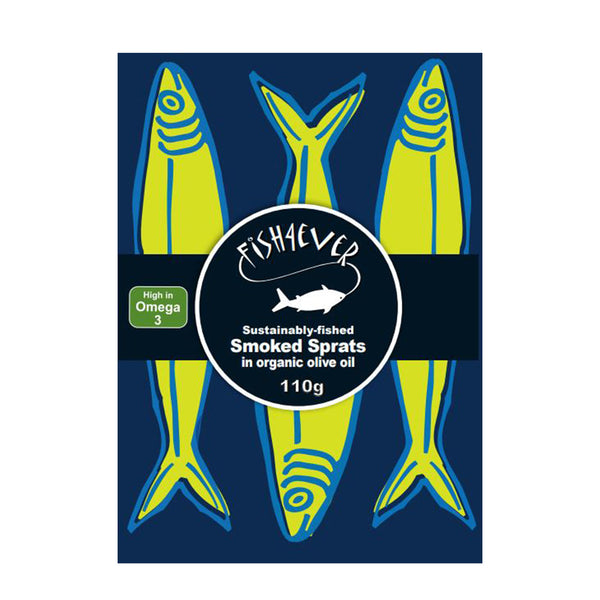 Smoked Sprats in Organic Extra Virgin Olive Oil 110g, Fish4Ever