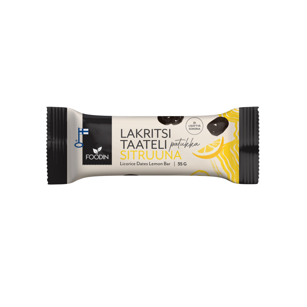 Licorice Date Bar Lemon 35G, Foodin