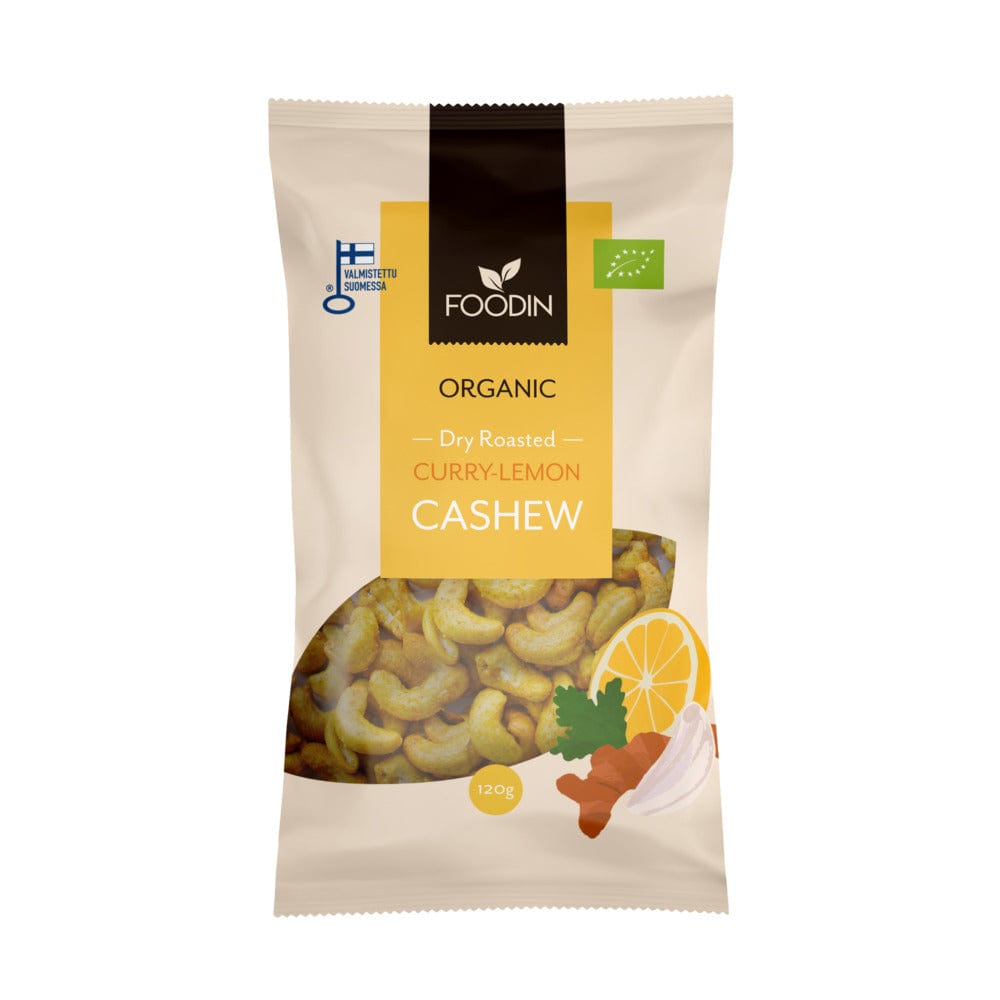 FI Organic Dry Roasted Curry-Lemon Cashew 120G, Foodin