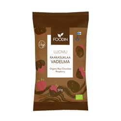 Organic Raw Chocolate Coated Raspberry 50g, Foodin