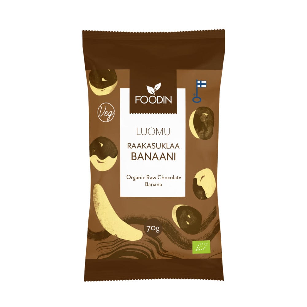 Organic Raw Chocolate Coated Banana 70G, Foodin