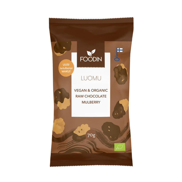 Organic Raw Chocolate Coated Mulberries 70g, Foodin