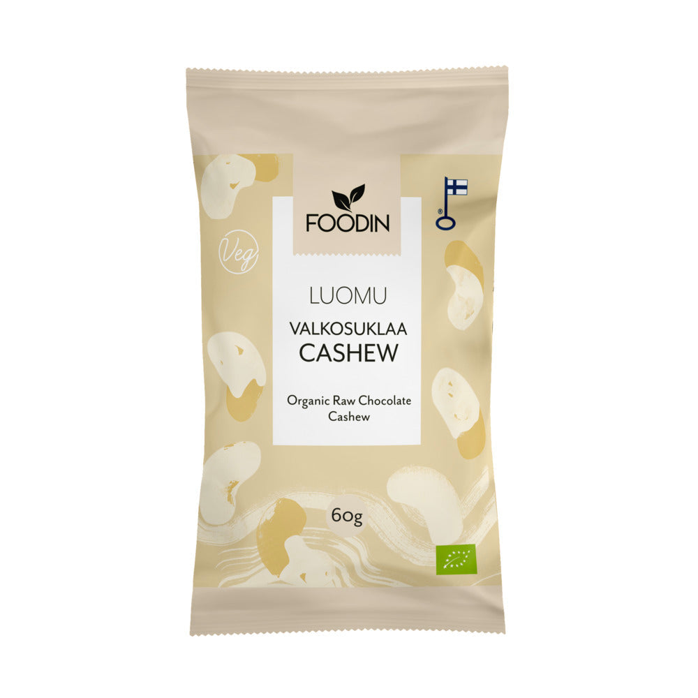 FI Organic Raw White Chocolate Cashew 60G, Foodin