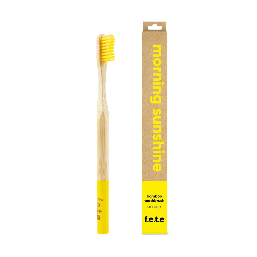 Bamboo Toothbrush Morning Sunshine - Yellow Medium 1 Unit, From Earth to Earth