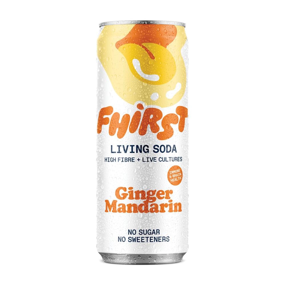 Living Gut Soda Ginger Mandarin Probiotic + Prebiotic 330ml, FHIRST